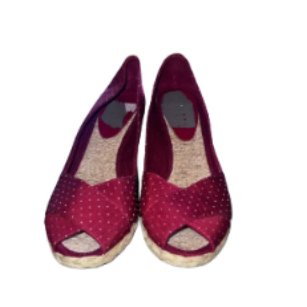 Lauren Ralph Lauren Red Espadrille Peep-Toe Wedge Heels